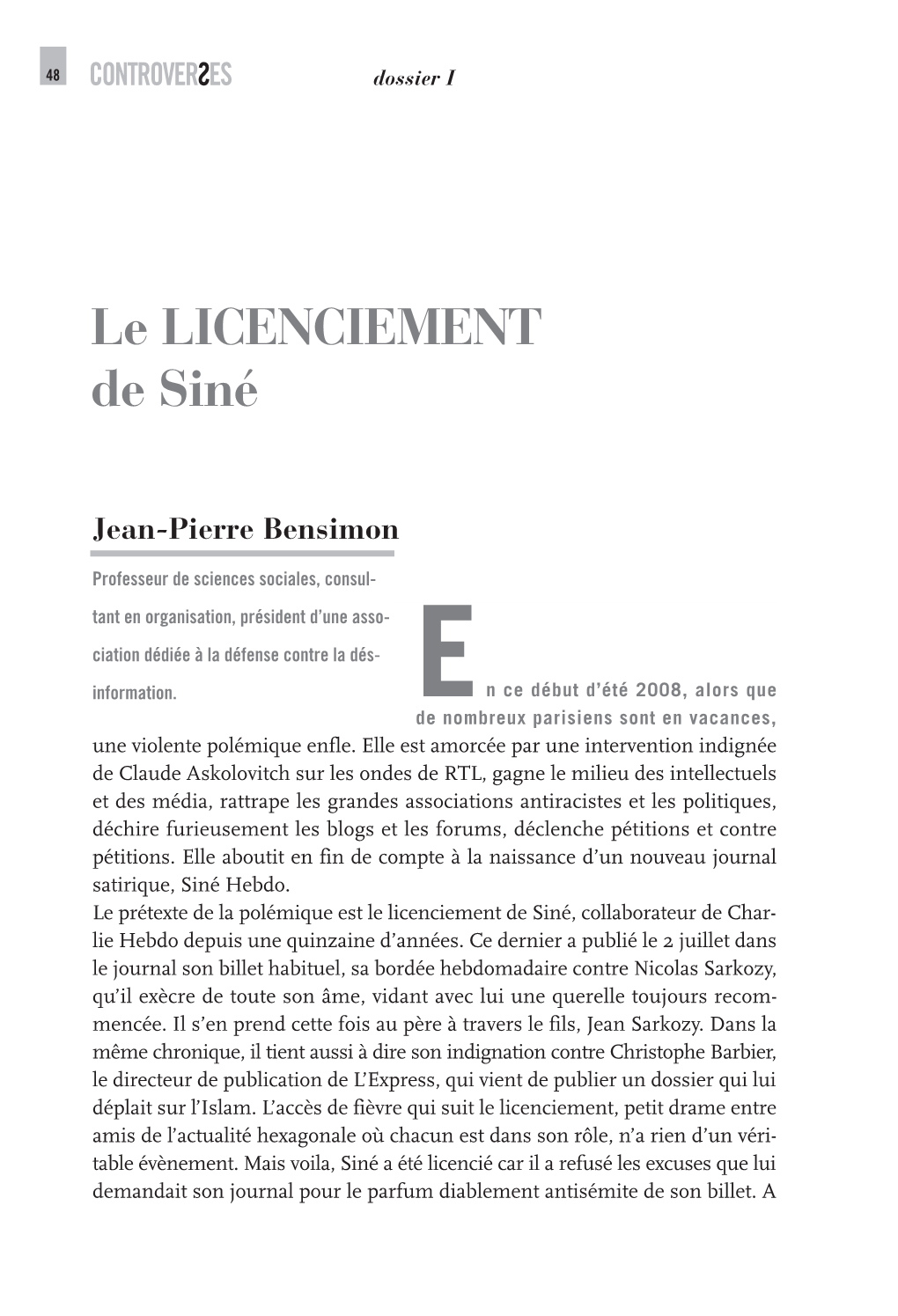 Le LICENCIEMENT De Siné