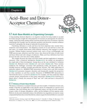 Acid–Base and Donor– Acceptor Chemistry
