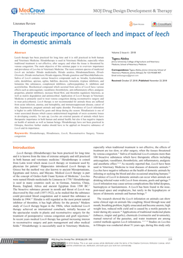 Review on Therapeutic Importance of Leech and Its Impact in Domestic