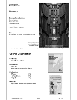 Masonry Course Organization