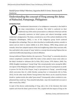 Understanding the Concept of Usog Among the Aetas of Nabuclod, Pampanga, Philippines