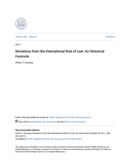 Deviations from the International Rule of Law: an Historical Footnote