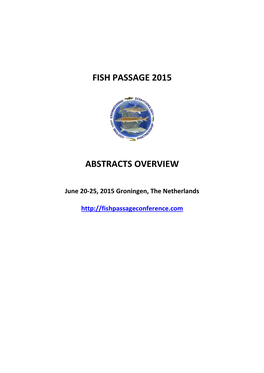 Fish Passage 2015 Abstracts Overview