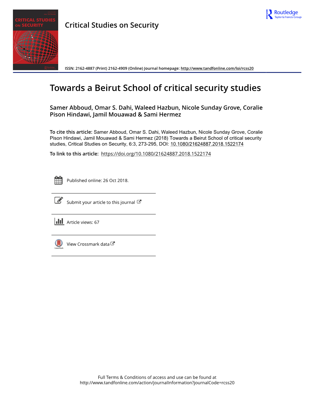 Towards a Beirut School of Critical Security Studies