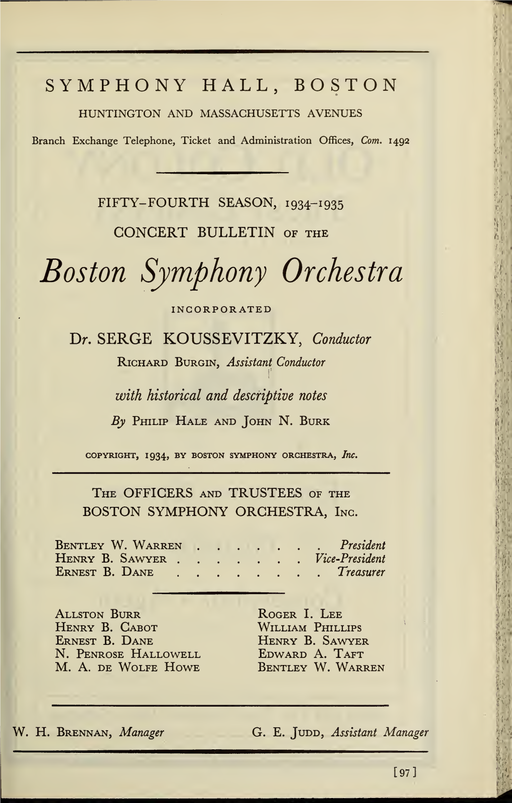 Boston Symphony Orchestra Concert Programs, Season 54,1934