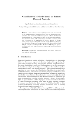 Classification Methods Based on Formal Concept Analysis