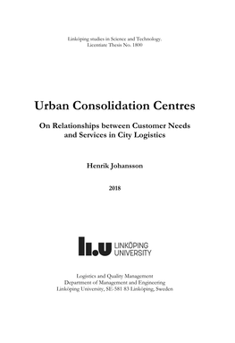 Urban Consolidation Centres