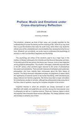 Music and Emotions Under Cross-Disciplinary Reflection