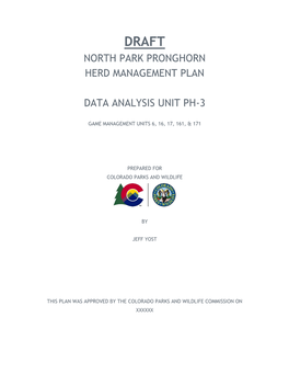 North Park Pronghorn Herd Management Plan