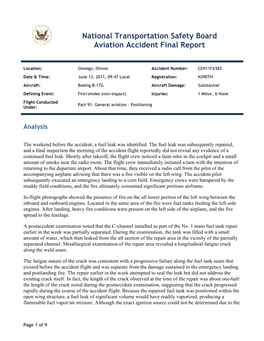 National Transportation Safety Board Aviation Accident Final Report