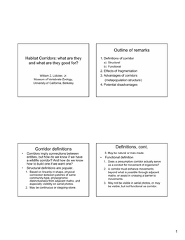 Presentation: Habitat Corridors: What Are They and What Are They Good For?