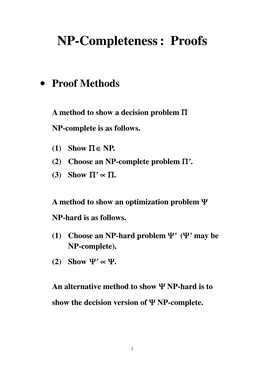 NP-Completeness: Proofs