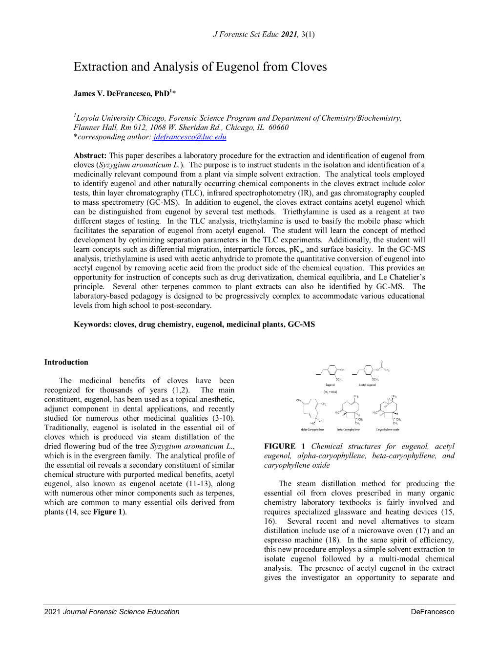 Extraction and Analysis of Eugenol from Cloves