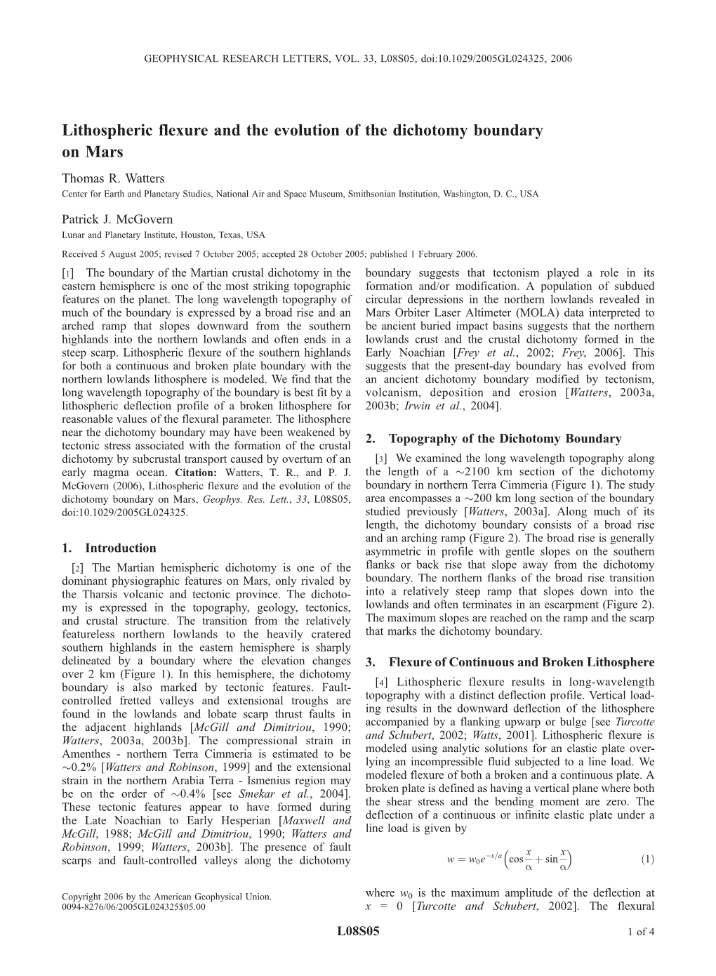 Lithospheric Flexure and the Evolution of the Dichotomy Boundary on Mars Thomas R