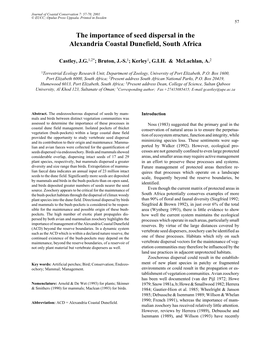 The Importance of Seed Dispersal in the Alexandria Coastal Dunefield, South Africa - 57