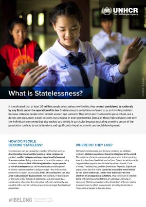 What Is Statelessness? © UNHCR / R