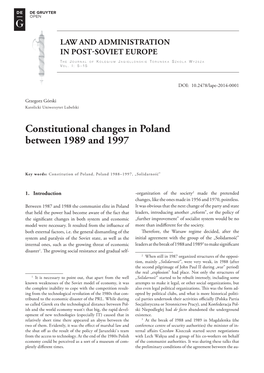 Constitutional Changes in Poland Between 1989 and 1997
