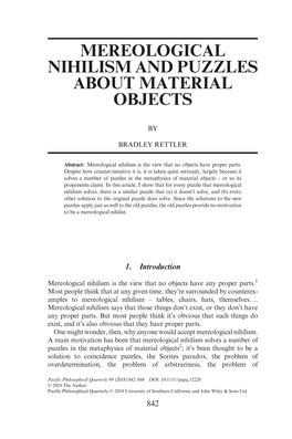 Mereological Nihilism and Puzzles About Material Objects