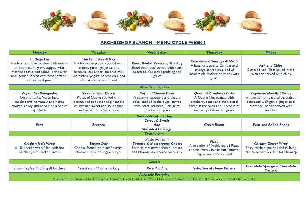 Menu Cycle Week 1