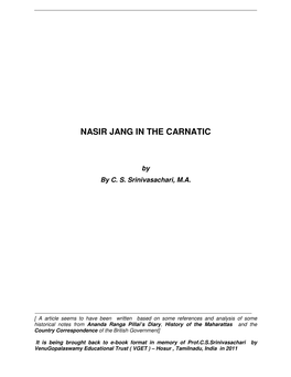 Nasir Jang in the Carnatic