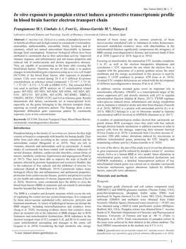 In Vitro Exposure to Pumpkin Extract Induces a Protective Transcriptomic Profile in Blood Brain Barrier Electron Transport Chain