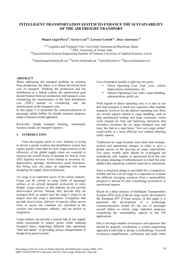 Intelligent Transportation System to Enhance the Sustainability of the Air Freight Transport