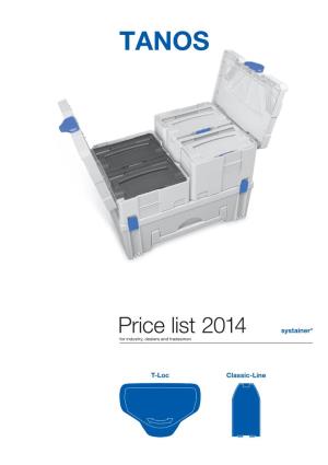 Price List 2014 Systainer® for Industry, Dealers and Tradesmen