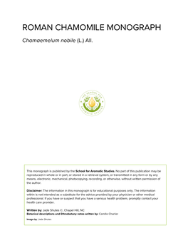 ROMAN CHAMOMILE MONOGRAPH Chamaemelum Nobile (L.) All