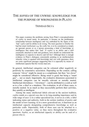 Knowledge for the Purpose of Wrongness in Plato