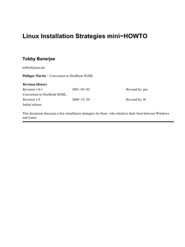 Linux Installation Strategies Mini-HOWTO