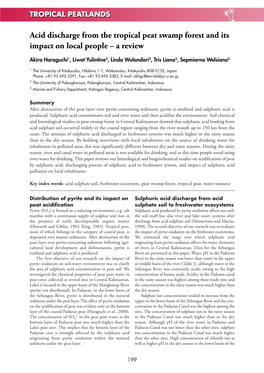 Acid Discharge from the Tropical Peat Swamp Forest and Its Impact on Local People – a Review