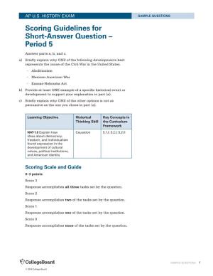 Scoring Guidelines for Short-Answer Question – Period 5