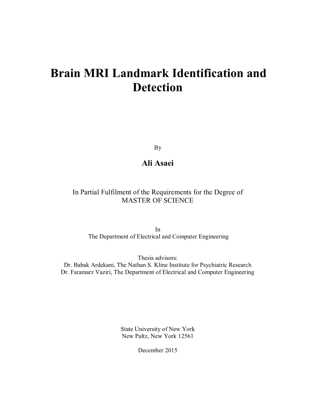 Brain MRI Landmark Identification and Detection