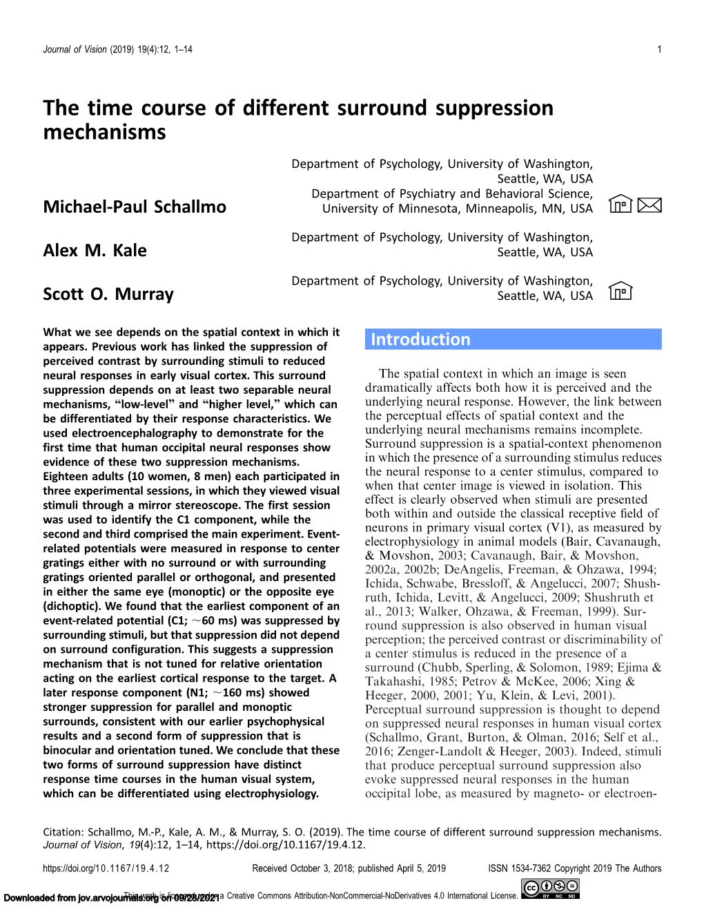 The Time Course of Different Surround Suppression