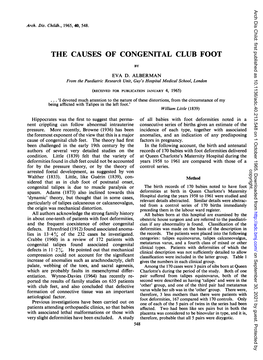The Causes of Congenital Club Foot