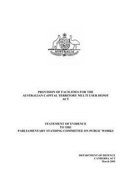 DEPARTMENT of DEFENCE CANBERRA ACT March 2002