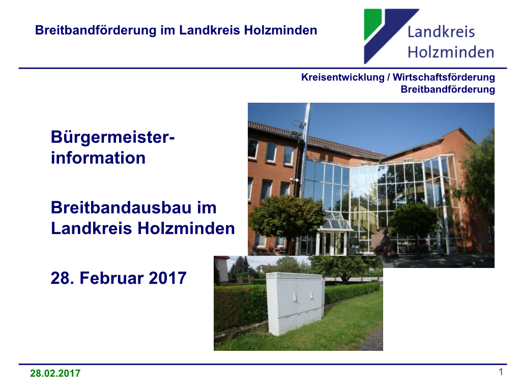 Breitbandförderung Im Landkreis Holzminden