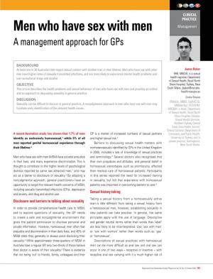 Men Who Have Sex with Men Management a Management Approach for Gps