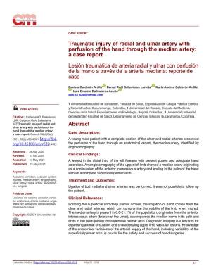 Traumatic Injury of Radial and Ulnar Artery With