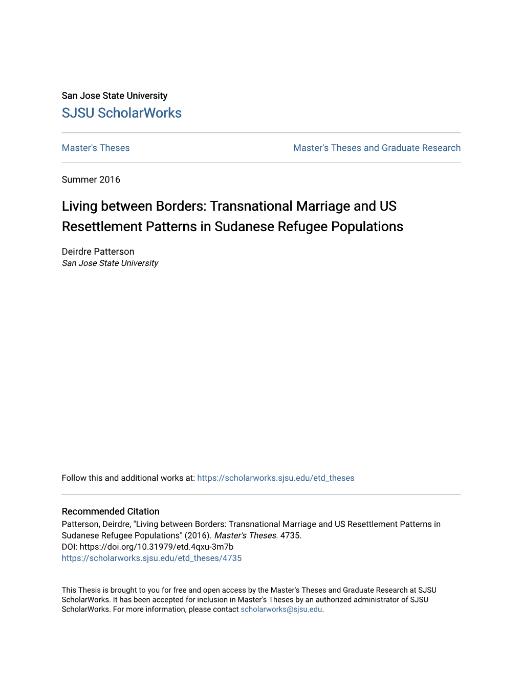 Transnational Marriage and US Resettlement Patterns in Sudanese Refugee Populations
