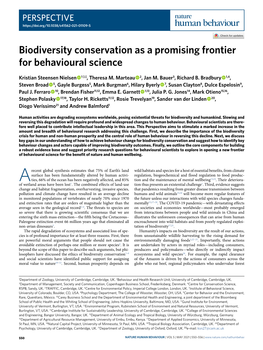 Biodiversity Conservation As a Promising Frontier for Behavioural Science