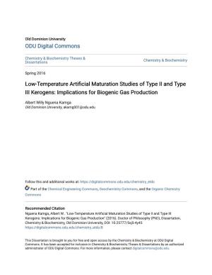 Low-Temperature Artificial Maturation Studies of Type II and Type III Kerogens: Implications for Biogenic Gas Production