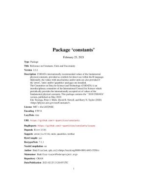 Package 'Constants'