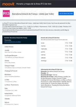 Horario Y Mapa De La Ruta R13 De Tren