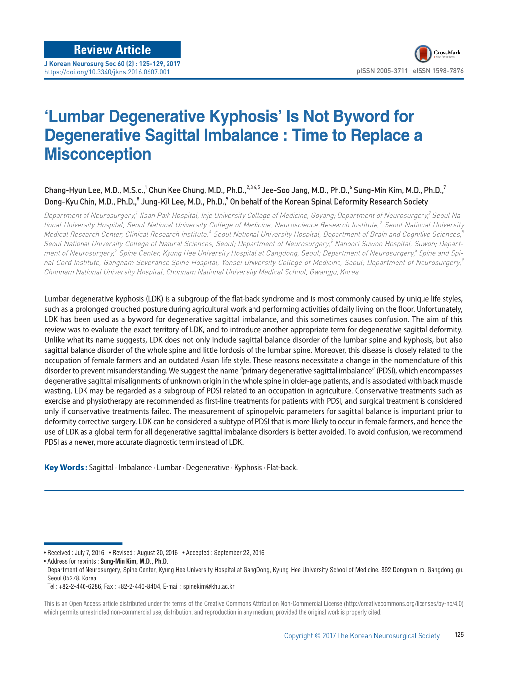 Is Not Byword for Degenerative Sagittal Imbalance : Time to Replace a Misconception