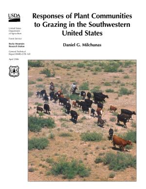 Responses of Plant Communities to Grazing in the Southwestern United States Department of Agriculture United States Forest Service