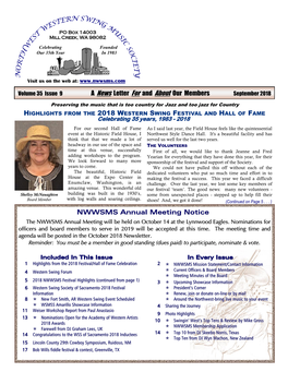 A News Letter for and About Our Members NWWSMS Annual