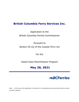 British Columbia Ferry Services Inc. May 28, 2021
