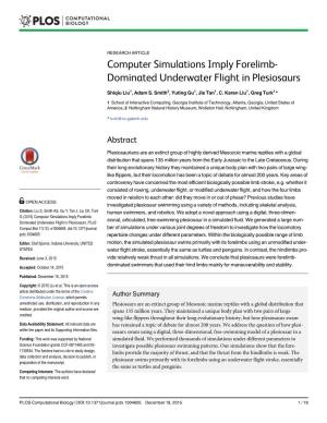 Computer Simulations Imply Forelimb-Dominated Underwater