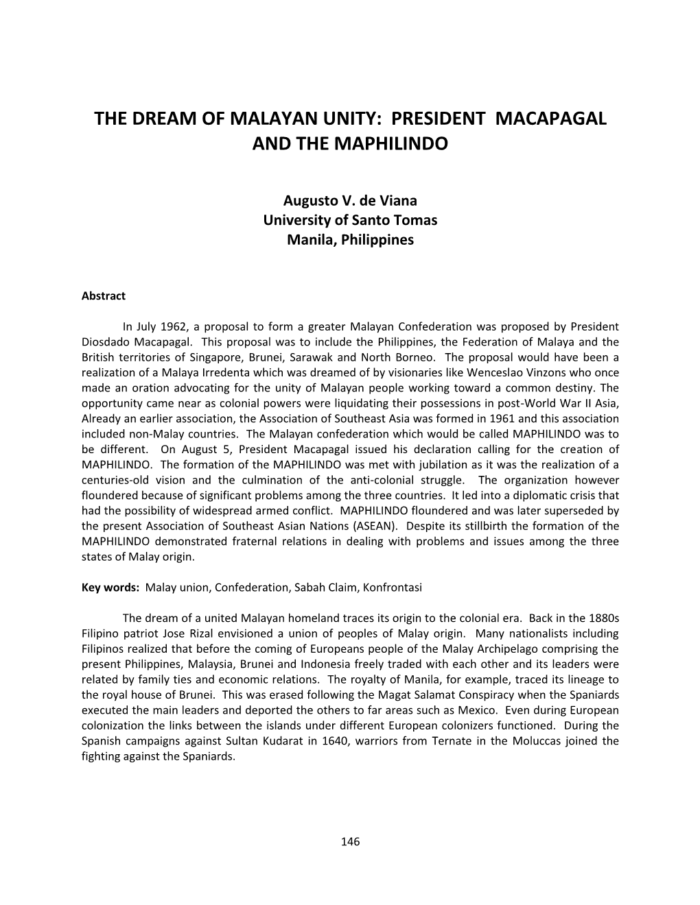 President Macapagal and the Maphilindo